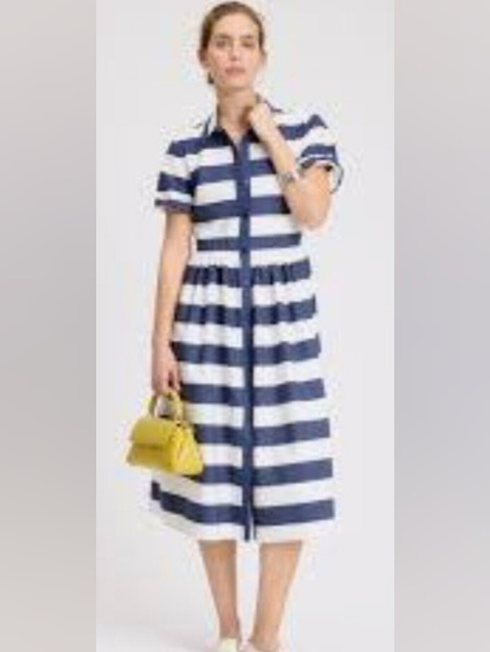 Kate Spade New York Sailor Striped Blue/White Shirt Dress Collared Size Medium